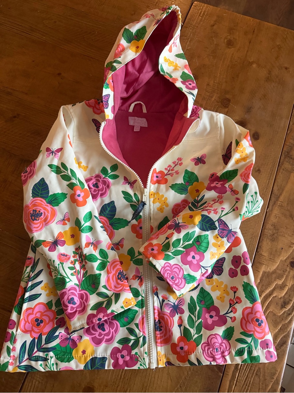Stephen joseph Girls' Floral Hooded Zip Jacket